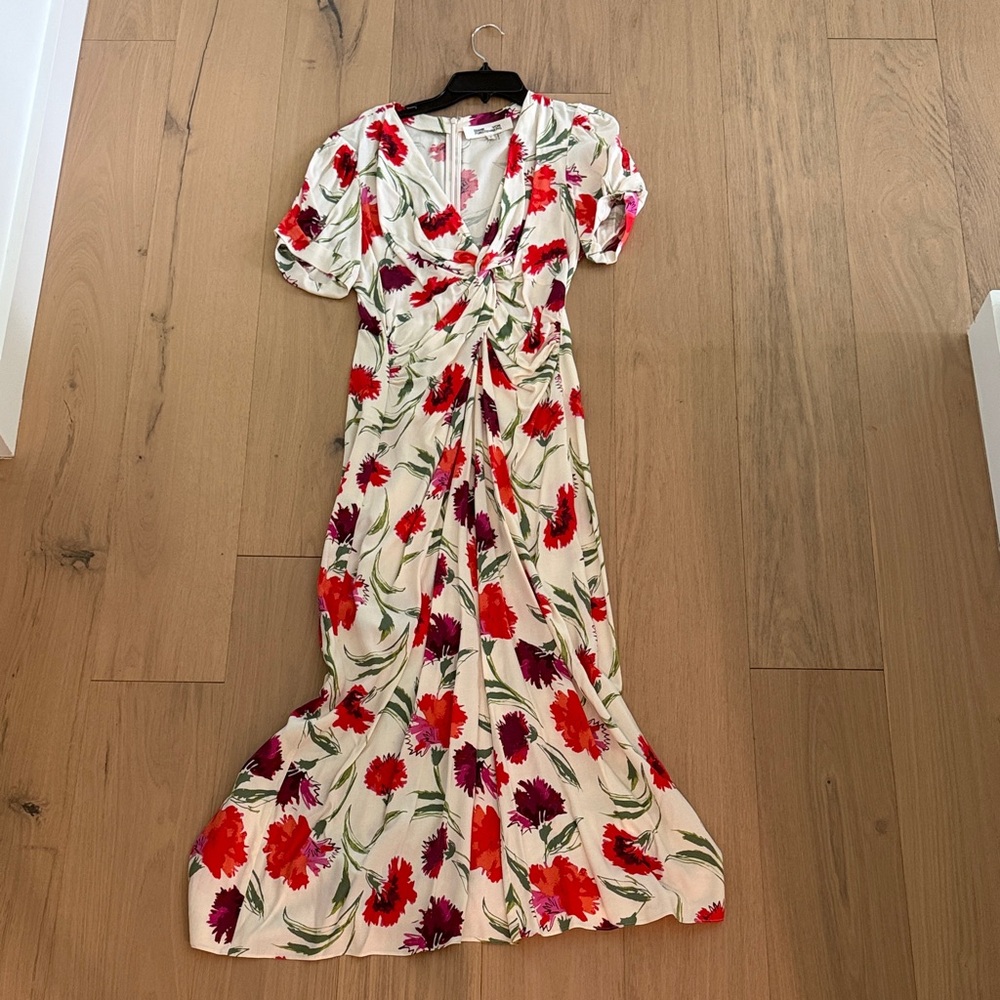Diane Von Furstenberg Red and Purple Floral Maxi Dress